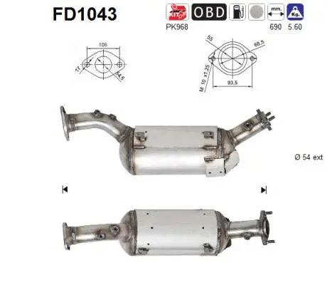 FD1043 AS Сажевый / частичный фильтр, система выхлопа ОГ (фото 1)