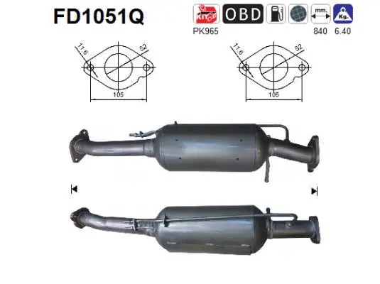 FD1051Q AS Сажевый / частичный фильтр, система выхлопа ОГ (фото 1)