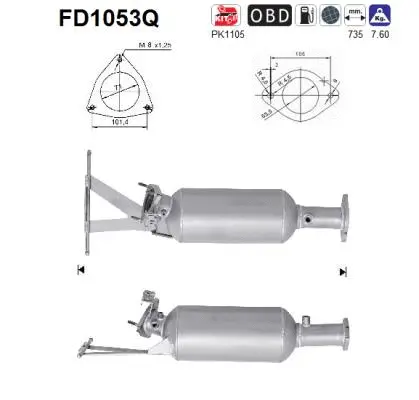 FD1053Q AS Сажевый / частичный фильтр, система выхлопа ОГ (фото 1)