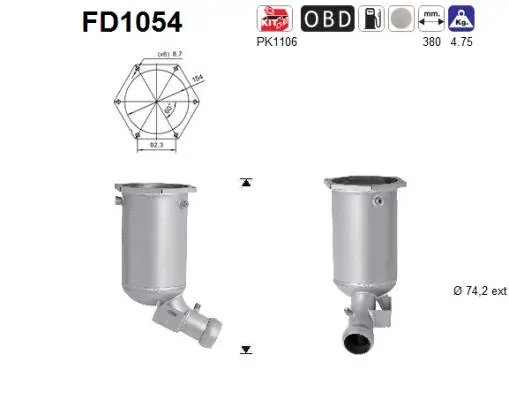 FD1054 AS Сажевый / частичный фильтр, система выхлопа ОГ (фото 1)