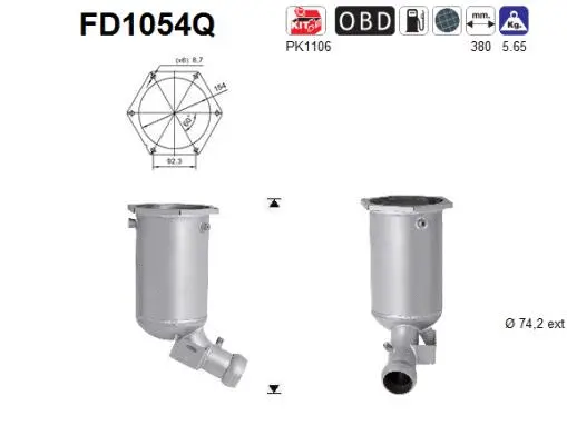 FD1054Q AS Сажевый / частичный фильтр, система выхлопа ОГ (фото 1)