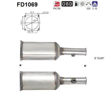 FD1069 AS Сажевый / частичный фильтр, система выхлопа ОГ (фото 1)