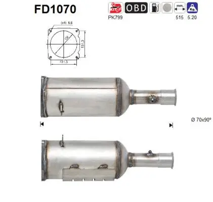 FD1070 AS Сажевый / частичный фильтр, система выхлопа ОГ (фото 1)