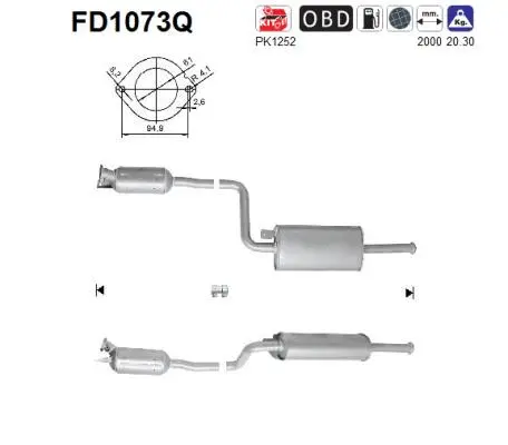 FD1073Q AS Сажевый / частичный фильтр, система выхлопа ОГ (фото 1)