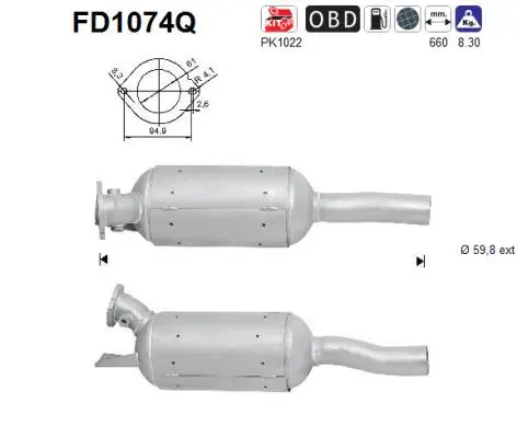 FD1074Q AS Сажевый / частичный фильтр, система выхлопа ОГ (фото 1)