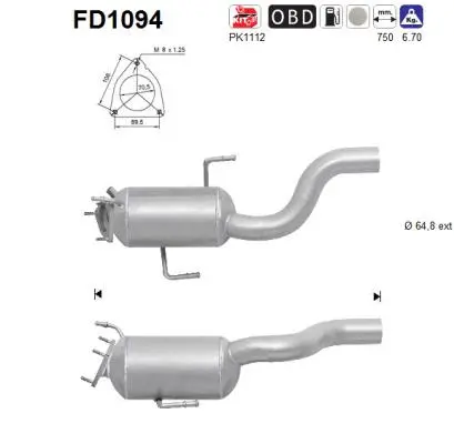 FD1094 AS Сажевый / частичный фильтр, система выхлопа ОГ (фото 1)