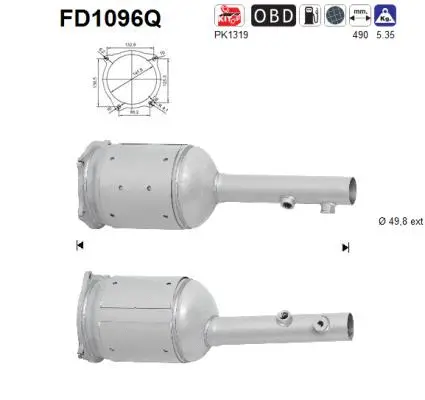 FD1096Q AS Сажевый / частичный фильтр, система выхлопа ОГ (фото 1)