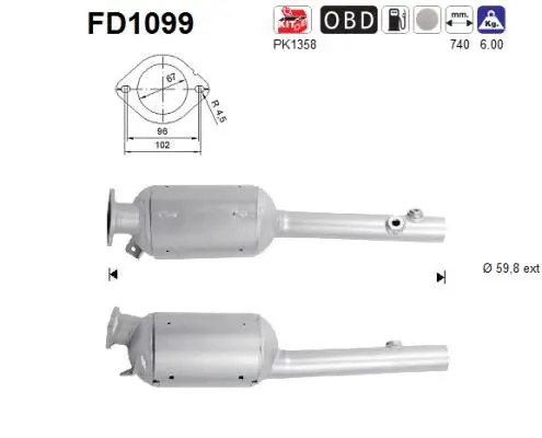 FD1099 AS Сажевый / частичный фильтр, система выхлопа ОГ (фото 1)