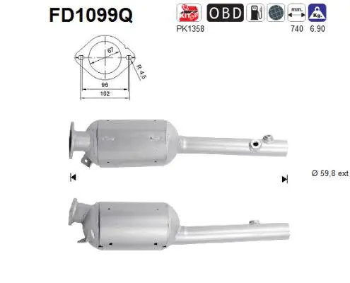 FD1099Q AS Сажевый / частичный фильтр, система выхлопа ОГ (фото 1)