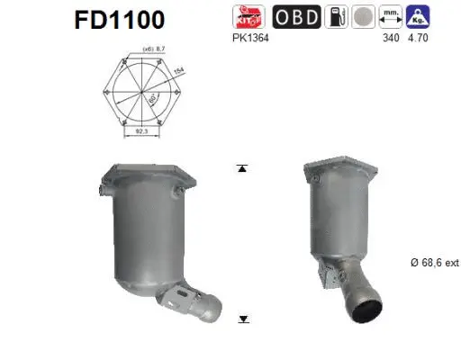 FD1100 AS Сажевый / частичный фильтр, система выхлопа ОГ (фото 1)