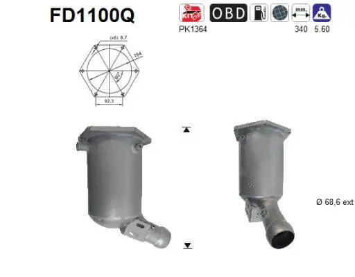 FD1100Q AS Сажевый / частичный фильтр, система выхлопа ОГ (фото 1)