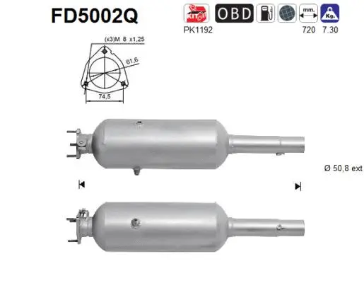 FD5002Q AS Сажевый / частичный фильтр, система выхлопа ОГ (фото 1)