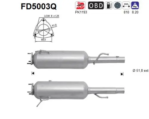 FD5003Q AS Сажевый / частичный фильтр, система выхлопа ОГ (фото 1)