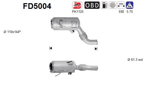 FD5004 AS Сажевый / частичный фильтр, система выхлопа ОГ (фото 1)