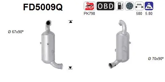 FD5009Q AS Сажевый / частичный фильтр, система выхлопа ОГ (фото 1)