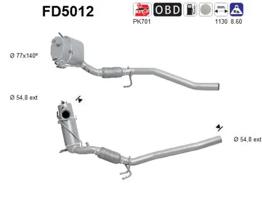 FD5012 AS Сажевый / частичный фильтр, система выхлопа ОГ (фото 1)