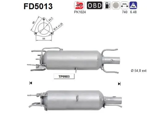 FD5013 AS Сажевый / частичный фильтр, система выхлопа ОГ (фото 1)