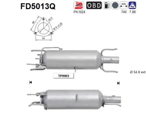 FD5013Q AS Сажевый / частичный фильтр, система выхлопа ОГ (фото 1)