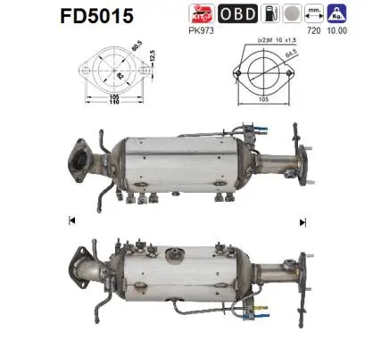 FD5015 AS Сажевый / частичный фильтр, система выхлопа ОГ (фото 1)