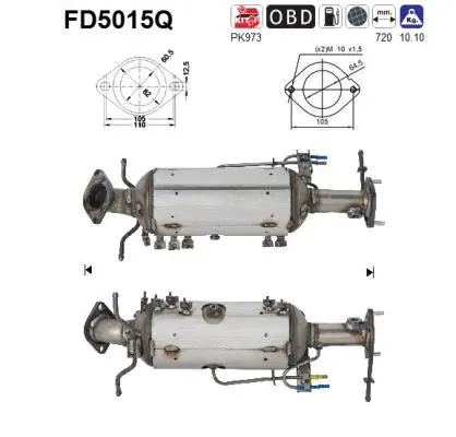 FD5015Q AS Сажевый / частичный фильтр, система выхлопа ОГ (фото 1)