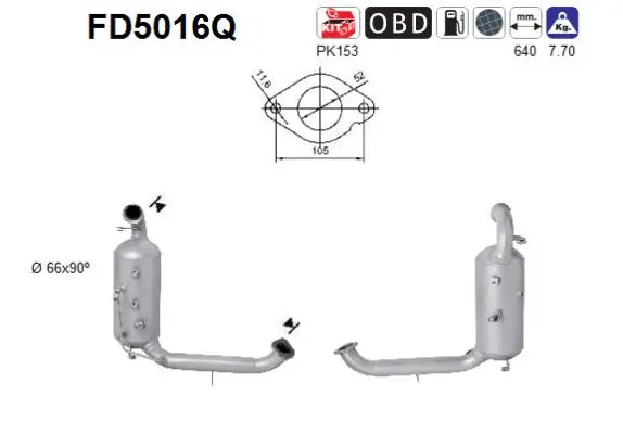 FD5016Q AS Сажевый / частичный фильтр, система выхлопа ОГ (фото 1)