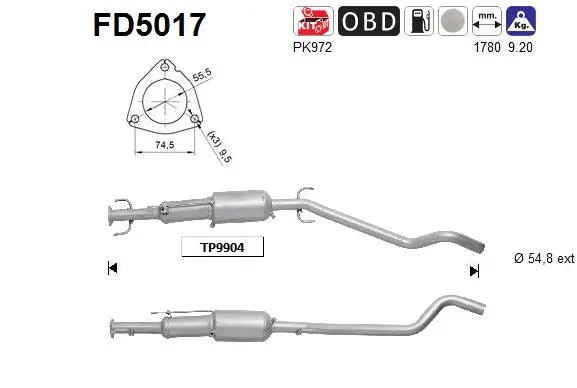 FD5017 AS Сажевый / частичный фильтр, система выхлопа ОГ (фото 1)