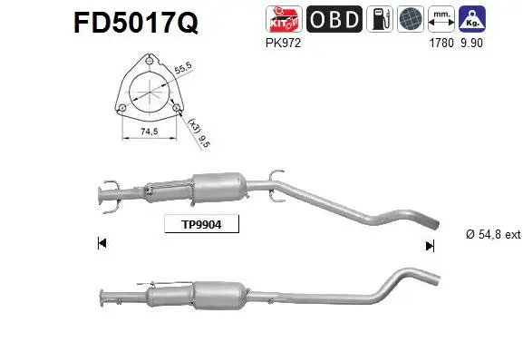 FD5017Q AS Сажевый / частичный фильтр, система выхлопа ОГ (фото 1)