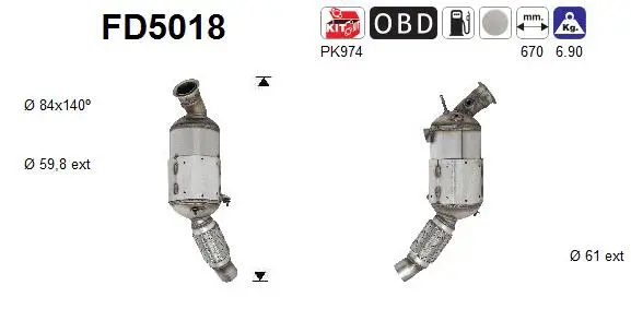 FD5018 AS Сажевый / частичный фильтр, система выхлопа ОГ (фото 1)