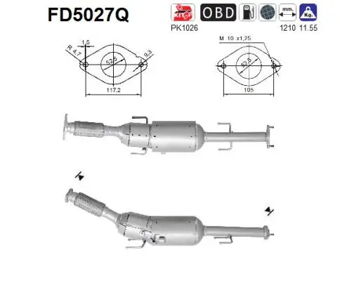 FD5027Q AS Сажевый / частичный фильтр, система выхлопа ОГ (фото 1)