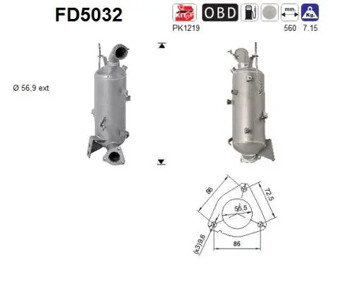 FD5032 AS Сажевый / частичный фильтр, система выхлопа ОГ (фото 1)