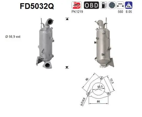 FD5032Q AS Сажевый / частичный фильтр, система выхлопа ОГ (фото 1)