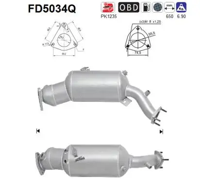 FD5034Q AS Сажевый / частичный фильтр, система выхлопа ОГ (фото 1)