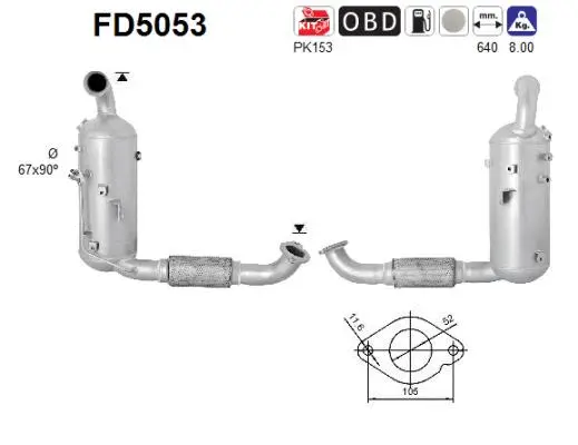 FD5053 AS Сажевый / частичный фильтр, система выхлопа ОГ (фото 1)