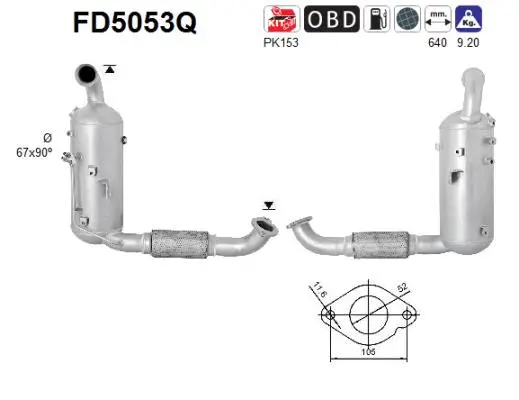 FD5053Q AS Сажевый / частичный фильтр, система выхлопа ОГ (фото 1)