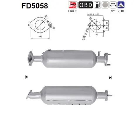 FD5058 AS Сажевый / частичный фильтр, система выхлопа ОГ (фото 1)