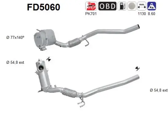 FD5060 AS Сажевый / частичный фильтр, система выхлопа ОГ (фото 1)