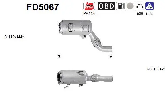 FD5067 AS Сажевый / частичный фильтр, система выхлопа ОГ (фото 1)