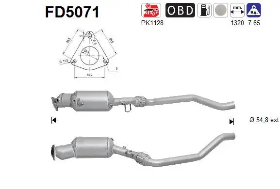 FD5071 AS Сажевый / частичный фильтр, система выхлопа ОГ (фото 1)