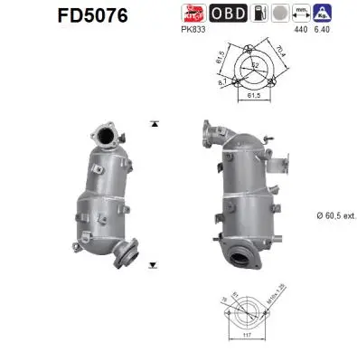 FD5076 AS Сажевый / частичный фильтр, система выхлопа ОГ (фото 1)