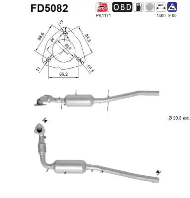 FD5082 AS Сажевый / частичный фильтр, система выхлопа ОГ (фото 1)