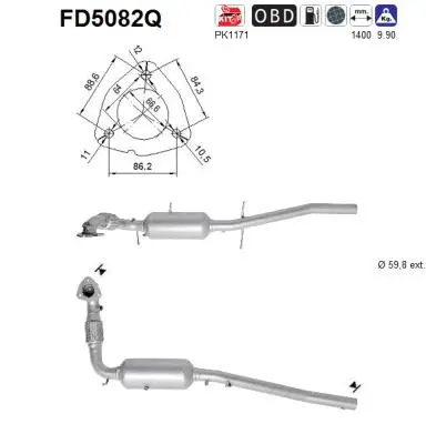 FD5082Q AS Сажевый / частичный фильтр, система выхлопа ОГ (фото 1)