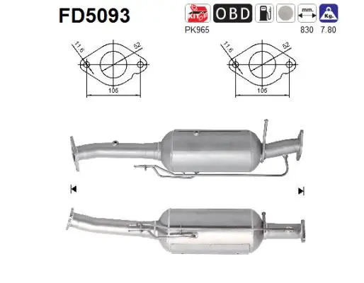 FD5093 AS Сажевый / частичный фильтр, система выхлопа ОГ (фото 1)