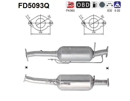 FD5093Q AS Сажевый / частичный фильтр, система выхлопа ОГ (фото 1)