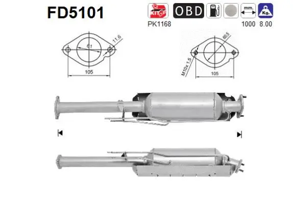 FD5101 AS Сажевый / частичный фильтр, система выхлопа ОГ (фото 1)