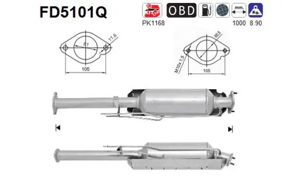 FD5101Q AS Сажевый / частичный фильтр, система выхлопа ОГ (фото 1)