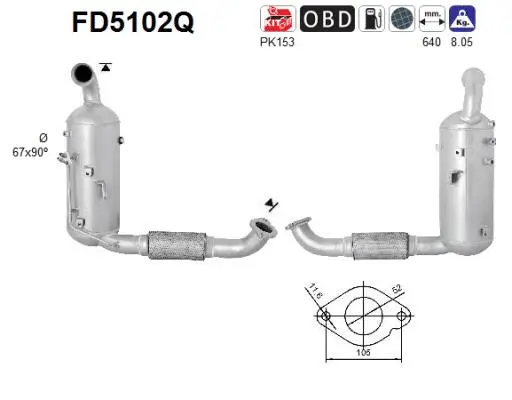 FD5102Q AS Сажевый / частичный фильтр, система выхлопа ОГ (фото 1)