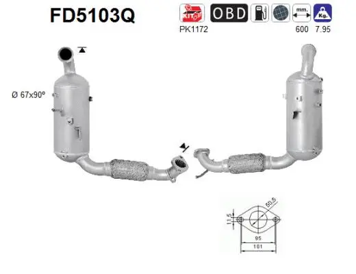 FD5103Q AS Сажевый / частичный фильтр, система выхлопа ОГ (фото 1)