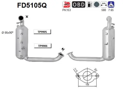FD5105Q AS Сажевый / частичный фильтр, система выхлопа ОГ (фото 1)