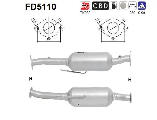 FD5110 AS Сажевый / частичный фильтр, система выхлопа ОГ (фото 1)