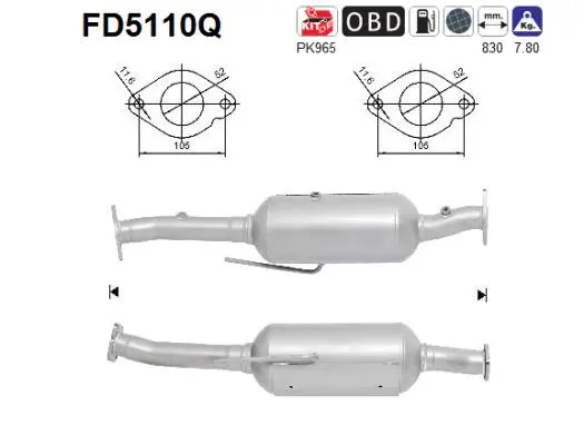 FD5110Q AS Сажевый / частичный фильтр, система выхлопа ОГ (фото 1)
